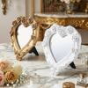Heart Makeup Mirror Vanity Countertop Mirror with Rose Border and Back Stand for Dressers, Bedroom Shelf, and Daily Grooming