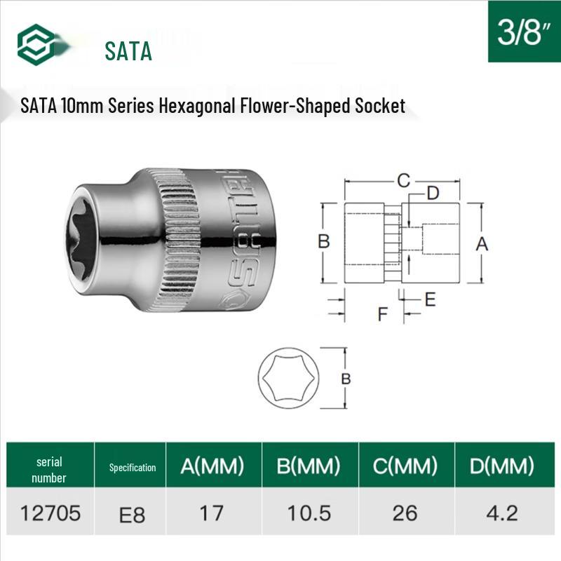 SATA 10MM Flower-Shaped Manual Socket CN plug (adapter included)