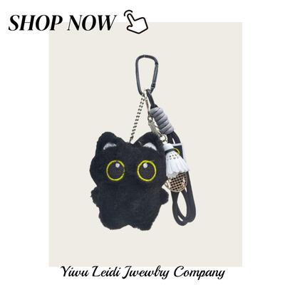 Little Black Cat Bag Pendant Cute Plush Doll Doll Car Keychain Pendant Couple Giving Girls Gifts Tide