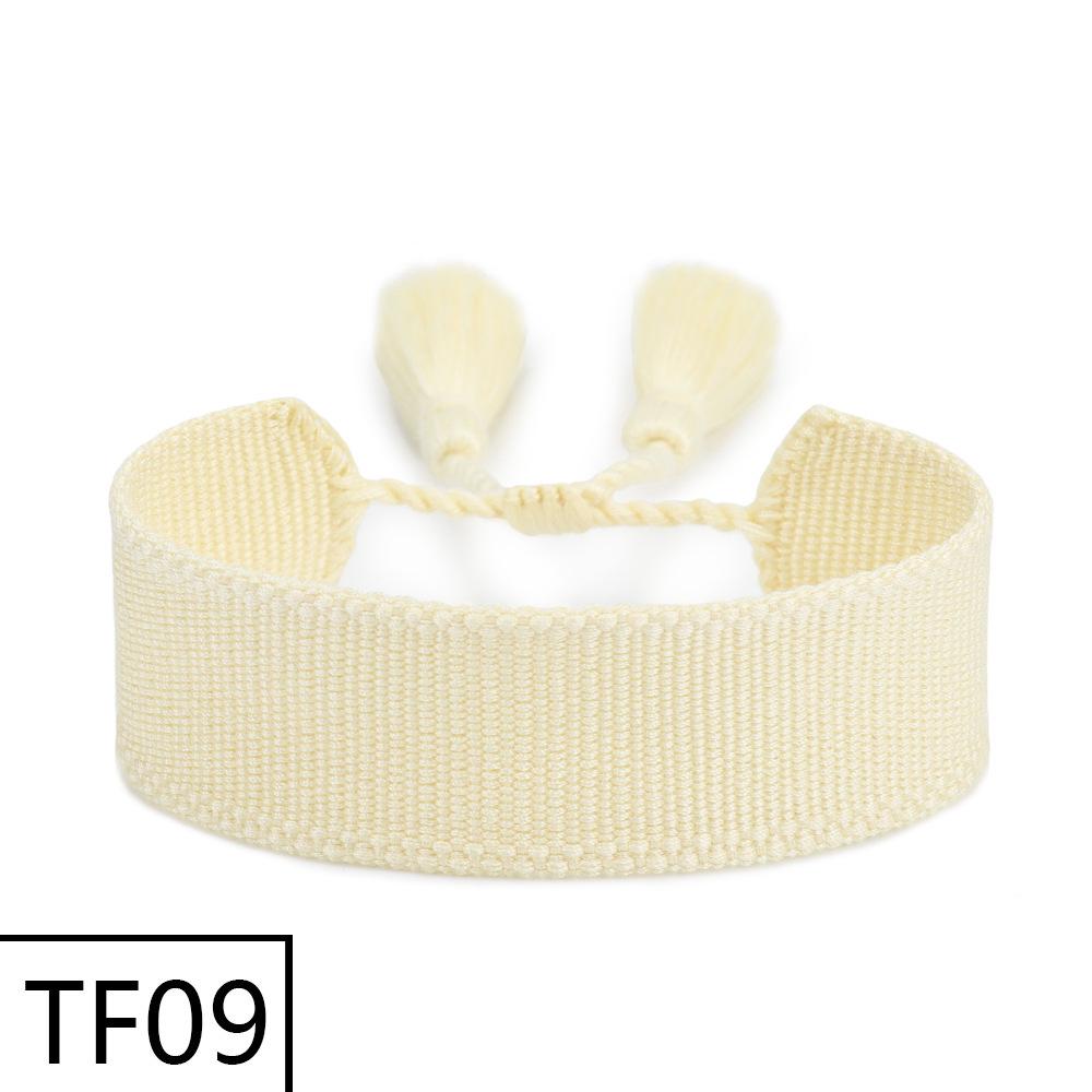 Adjustable European & American Fashion Embroidered Polyester-Cotton Tassel Bracelet with Customizable Logo