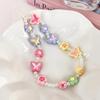 Y2K Cute Sweetheart Butterfly Flower Beaded Mobile Phone Lanyard Girls Camera Keychain Anti-loss Bracelet Rope Backpack Pendant
