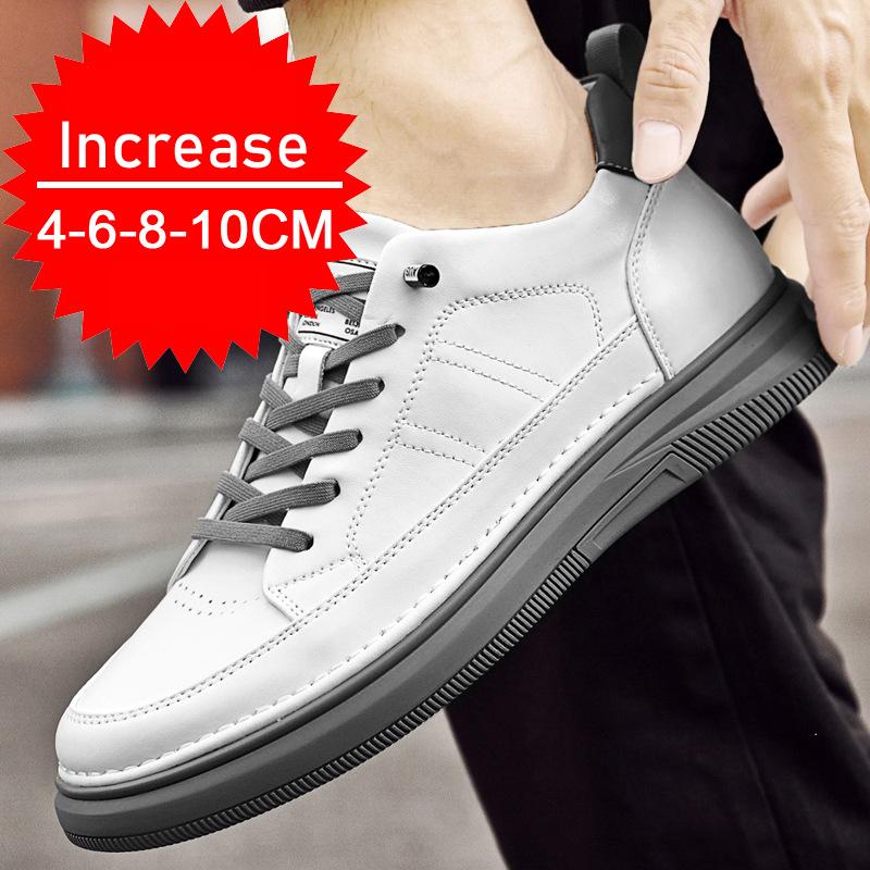 Men's Casual Elevator Shoes, 6-8cm Height Increase Sneakers, White Black Taller Lift Shoes, Breathable Walking Footwear