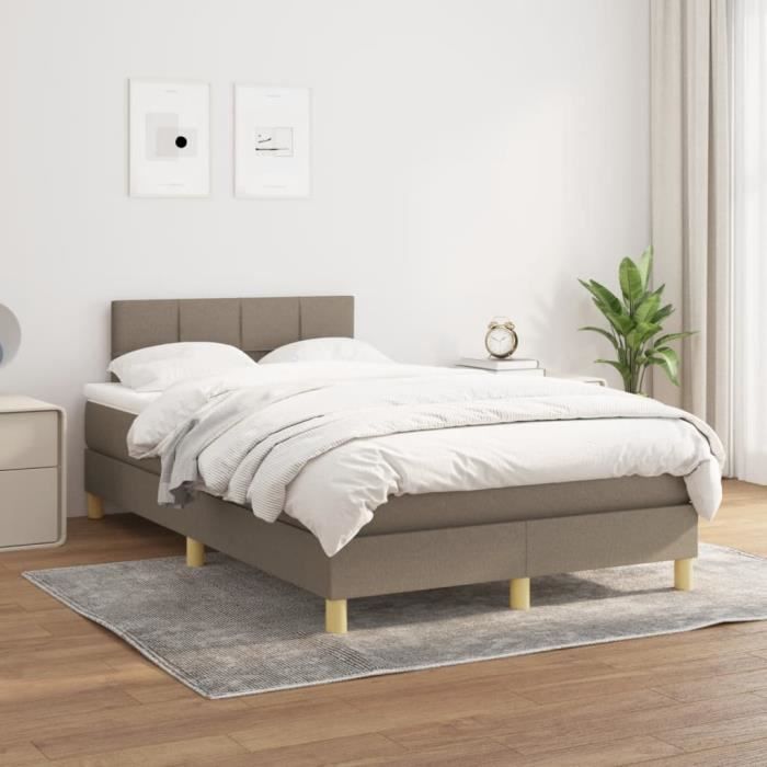 3140605 vidaXL Divan Bed with Mattress Taupe 120x200 Cm Fabric