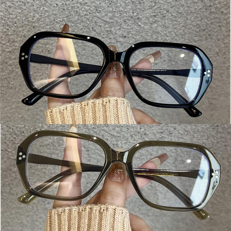 2Pcs Retro Oval Big Frame Glasses Women'S Anti Blue Light Glasses Fashion Style Leopard Print Eyeglasses Frame