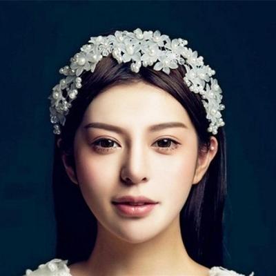 Haarschmuck Tiara Schöner Braut Kopfschmuck Imitationsperle Blume Hochzeit Braut Accessoires für Frauen