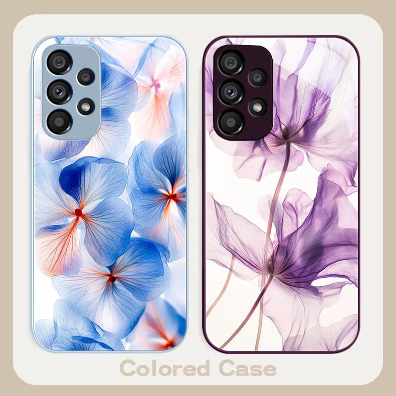 Fleur de Lys Violette Pour Samsung Galaxy S23 Ultra 24 Plus S20 21 FE S25 Ultra A70 A72 73 51 52 53 Coque de Téléphone en Verre Trempé