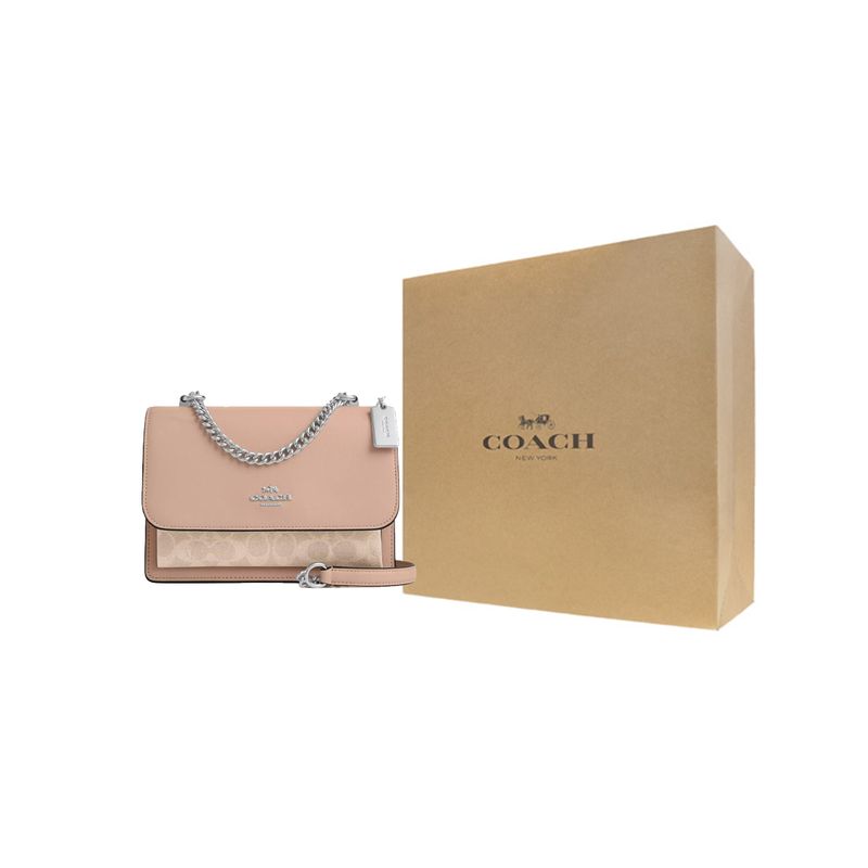 Coach Klare 22 Brand Logo Snap Closure Coated Canvas Shoulder Crossbody Bag Small Women bags CV978-SVPWH