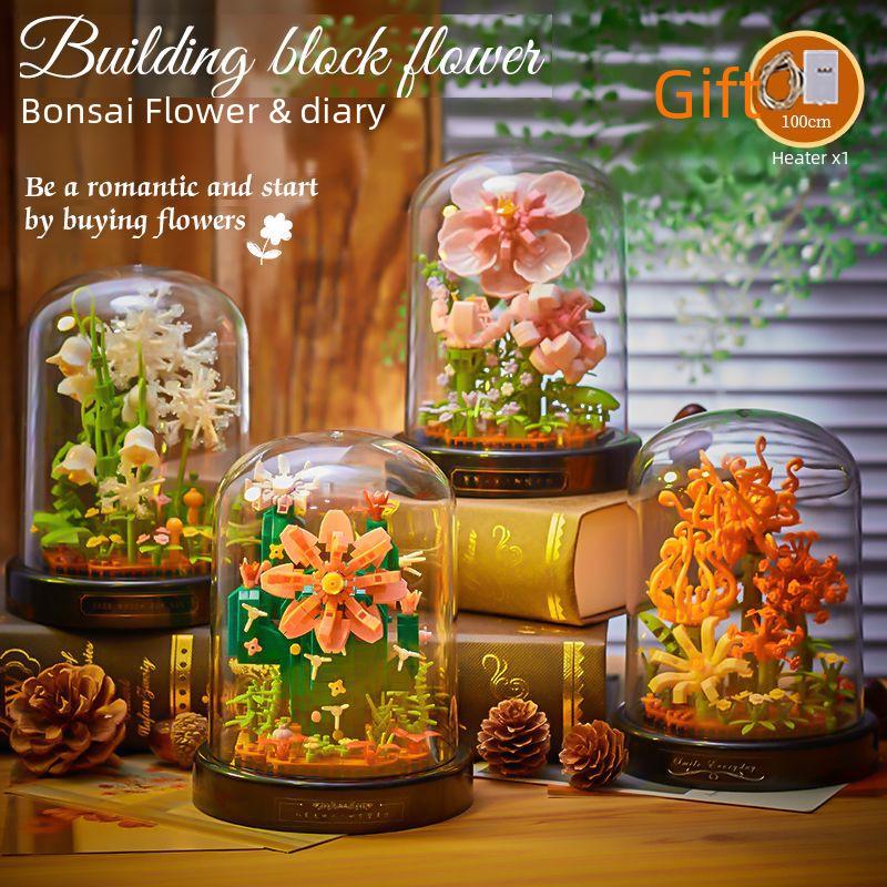 Belledi Eternal Flower Building Blocks: Handmade Educational Toy Bouquet for Valentine's Day Gift