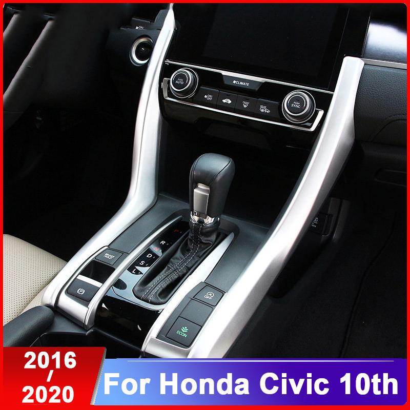 Carbon Fiber Interior Control Gearshift Panel Decoration Stickers Modification Supplies For Honda Civic 10th 2017 2018