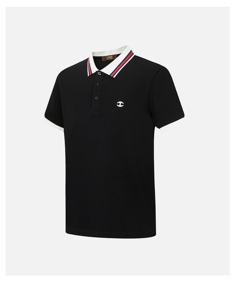 100% Cotton Men's Short Sleeve Polo Shirt with Color Contrast and Embroidery