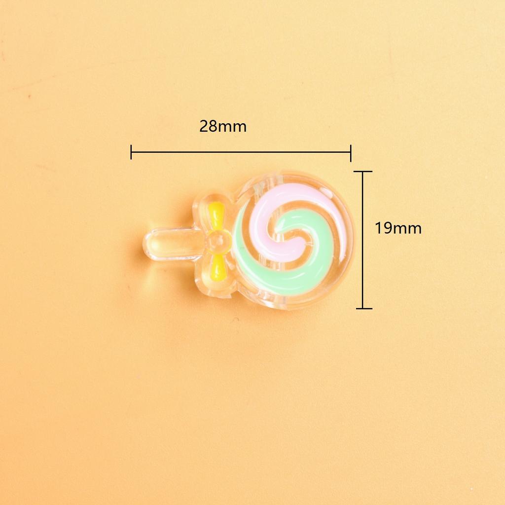 4pcs Acrylic Drip Oil Transparent Lollipop Loose Beads Bracelet Beaded Hair Accessories DIY Handmade Materials