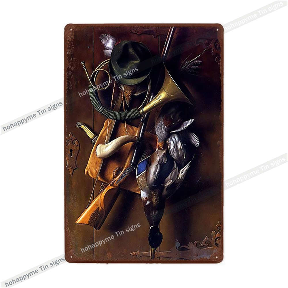 Metallschild im Vintage-Stil, für Männerhöhle, Blechmalerei, Poster, Jagdhunde, Hirsche, Retro-Wandkunst, Eisenplatten, Dekoration, Plakette, 20 x 30 cm
