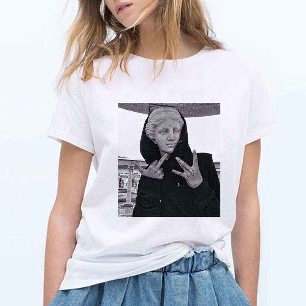 Michelangelo Statue Art Painting Female T Shirt Harajuku Plus Size Graphic T Shirts Women Casual Kpop.Png
