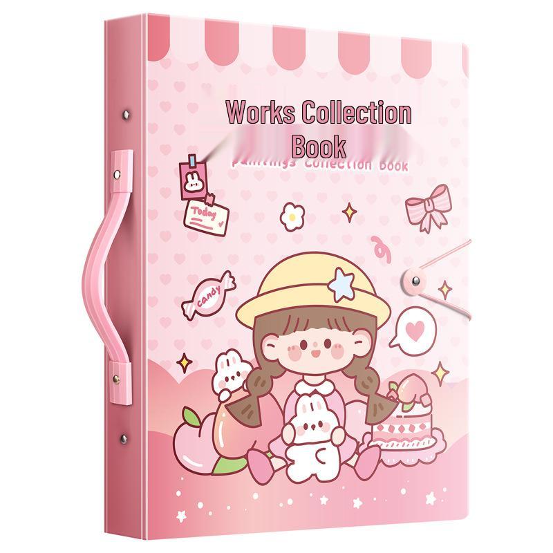 Kaba Bear A3 Portfolio Album: Children's 4K/8K Open Drawing Folder and A2 Sketchbook for Storing and Displaying Artwork