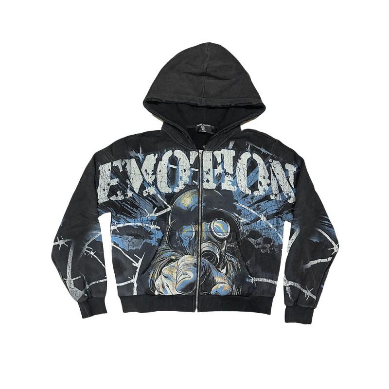 Mens Oversized Cotton Hoodie Streetwear Hip Hop Graphic Print Loose Fit Pullover Sweatshirt Fall