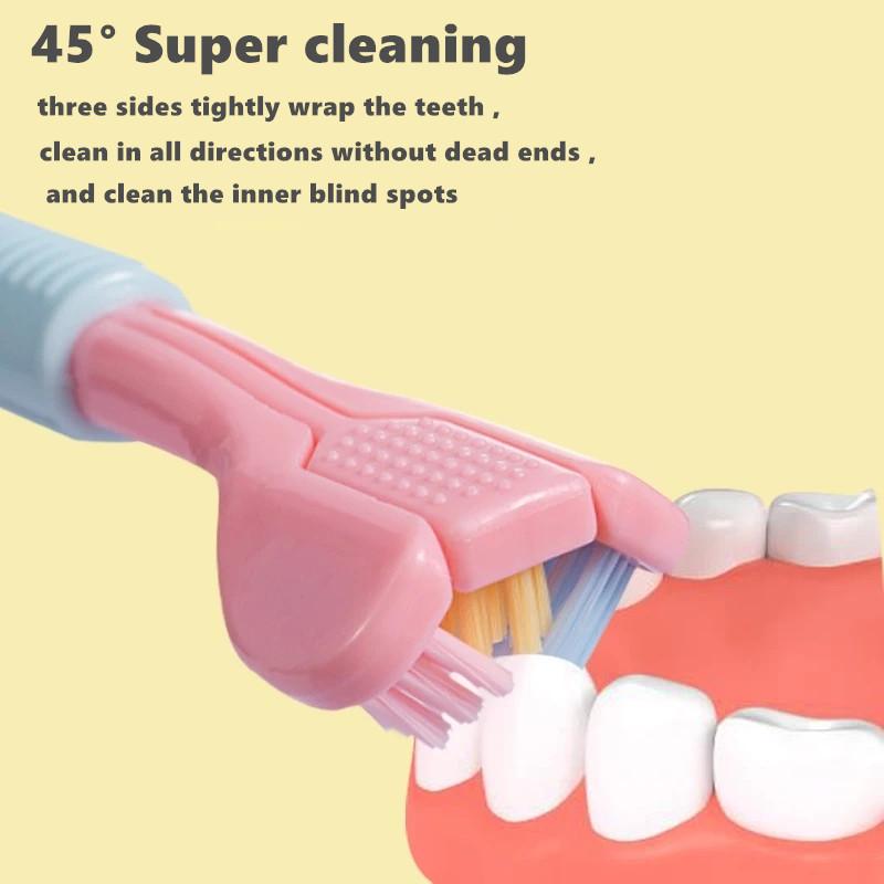 3D Stereo Three-Sided Toothbrush Ultra Fine Soft Hair Adult Toothbrushes Tongue Scraper Deep Cleaning Oral Care Teeth Brush