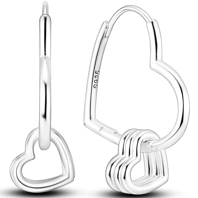 Sales100 % S925 Sterling Silber Sterne Mond Herzförmige Frauen Ohrringe Fit Original Ohrringe Hochzeit Edlen Schmuck Geschenke