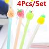 4 Pcs Kawaii Pen Cute Fruit Pear Pineapple Strawberry Gel Pens Korean Stationery School Writing Supplies Gifts Color Random