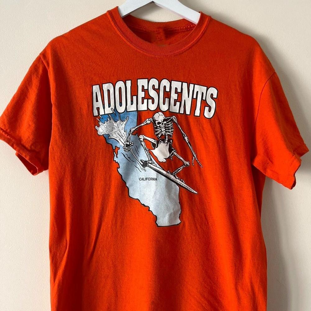 Orange cotton t-shirt with Hot Adolescents Band Members Unisex T-Shirt XXXL