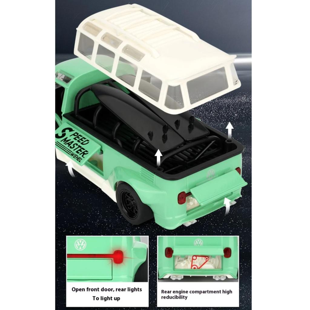 1/32 Scale Bus T1 Modified Alloy Metal Diecast Car Model VW Collection Vehicle Kids Toy Car Holiday Gifts Box Present Scale