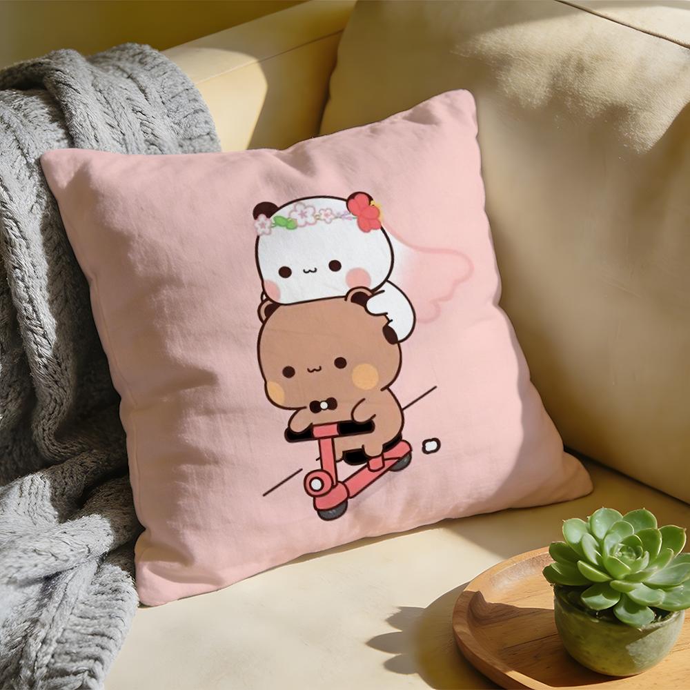 Panda BBubu DDudu Cushion Cover Washed Linen Soft Breathable Decorative Case For Sofa Home Pillow Cover
