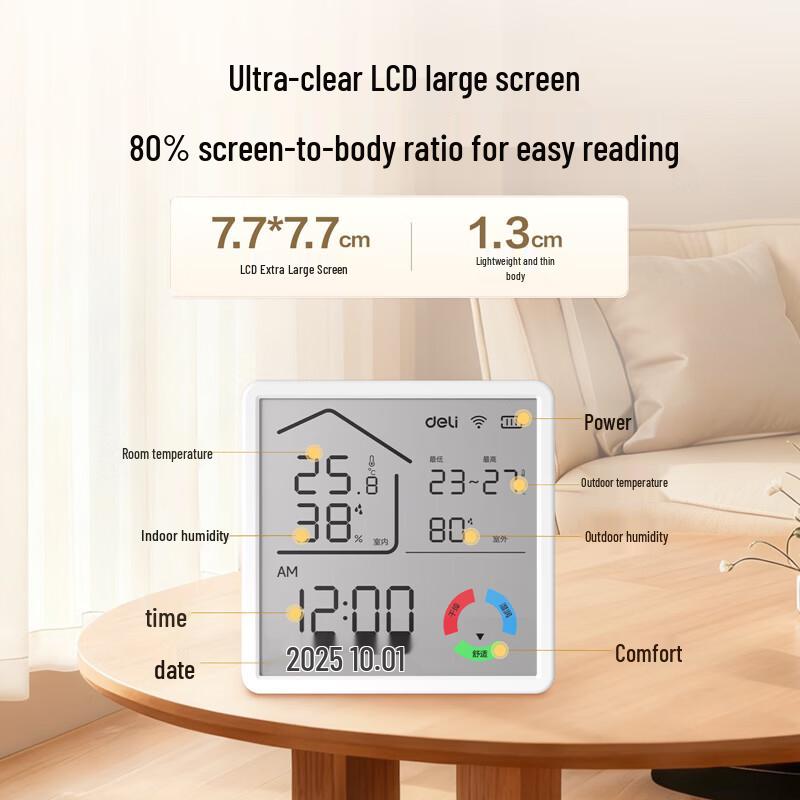 Deli Smart WiFi Indoor/Outdoor Temperature and Humidity Monitor