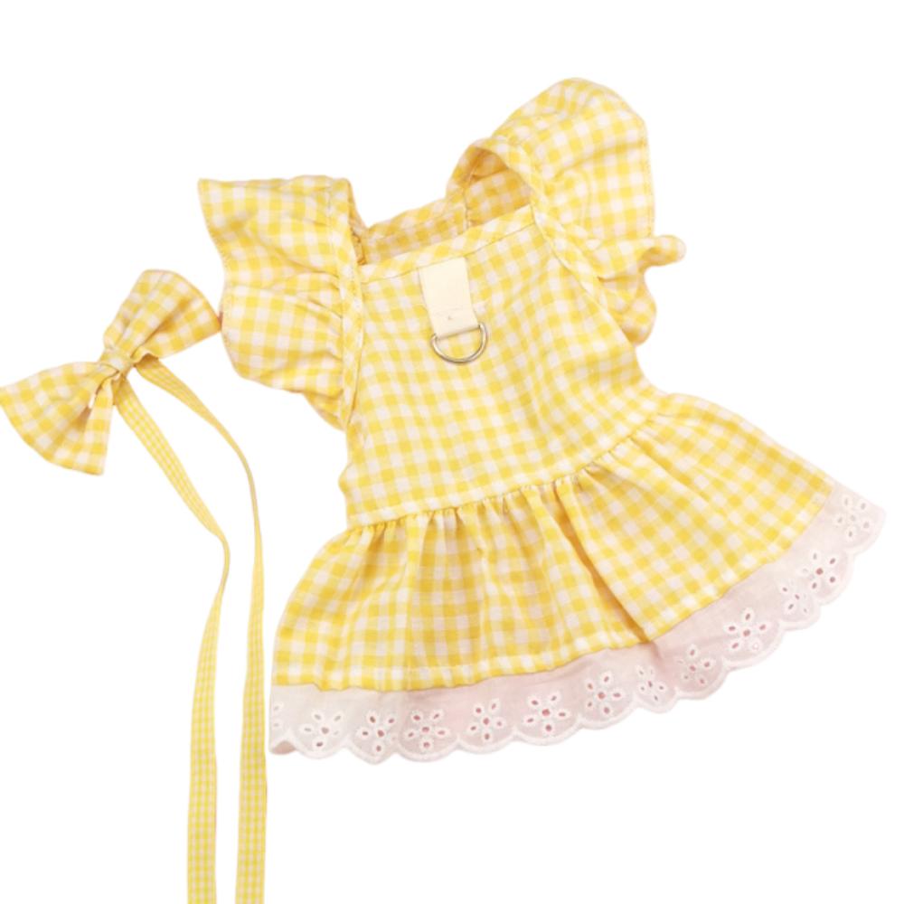 British Style Plaid Lace Dog Skirt Soft Puppy Fairy Skirt Pet Costume  for Small and Medium Pet