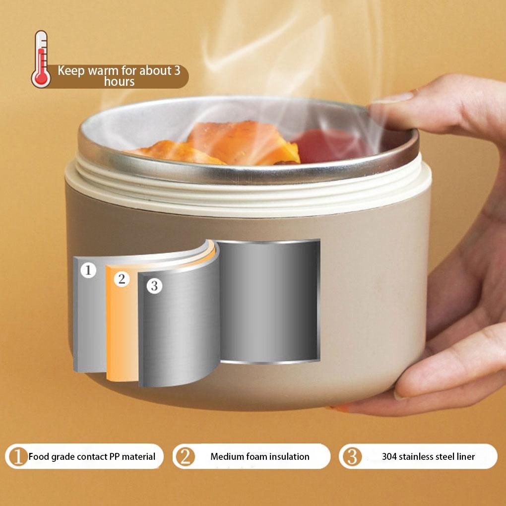Double-layer Portable Lunch Box With Lid 304 Stainless Steel Inner Liner Insulated Lunch Box