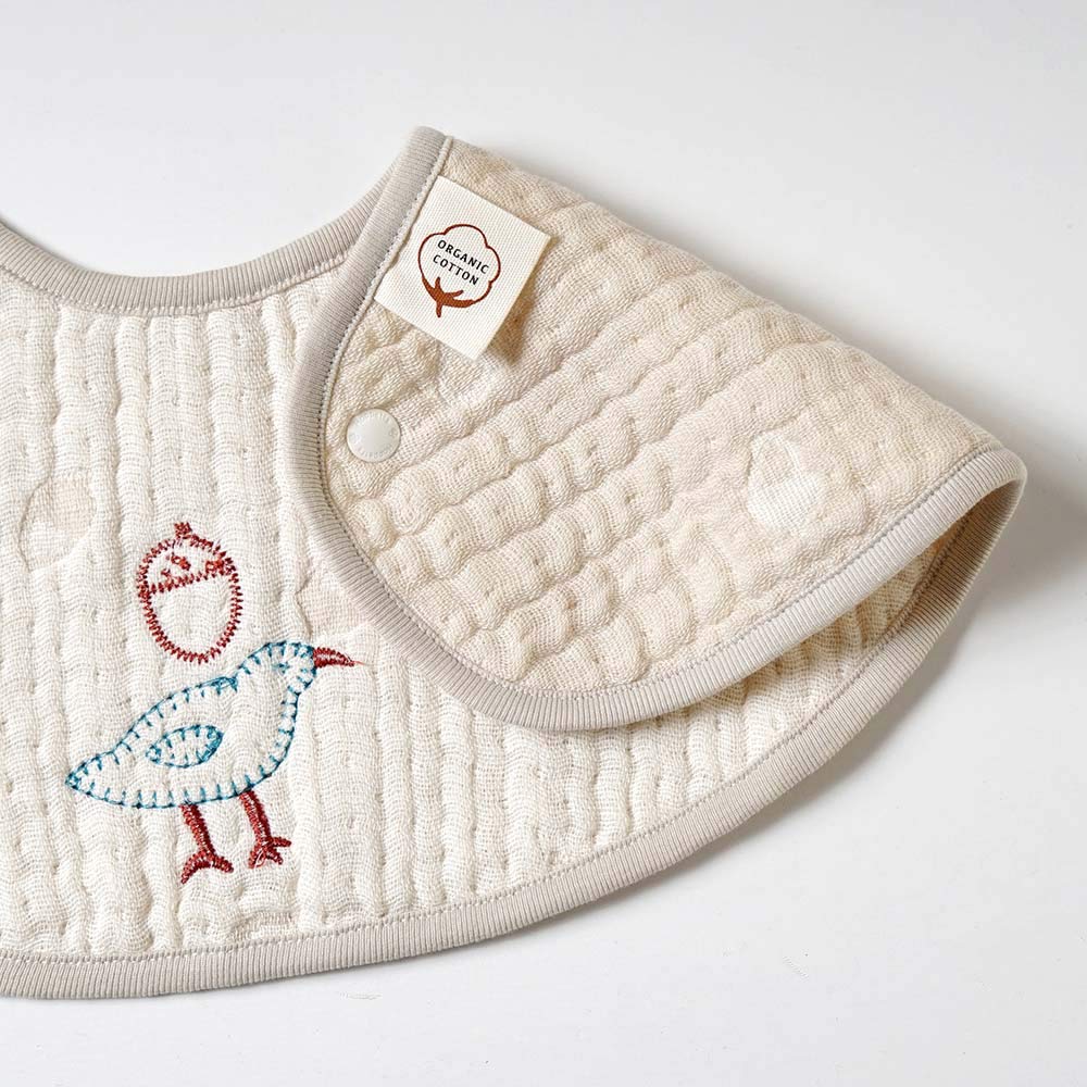 10mois Hoppetta Fluffy Musselin Lätzchen BATON guri Greige 20211000 (Dimowa) - (6-lagige Gaze) (Lätzchen-Stab)