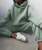 Women's Autumn/winter Hoodie Set, Solid Color Casual Sports Pants Two-piece Set