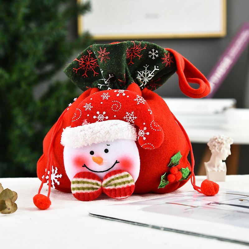 Creative Christmas Gift Bag 2020 Three-Dimensional Doll Candy Tote Bag, Classic Snowman Handmade Bundle Bag
