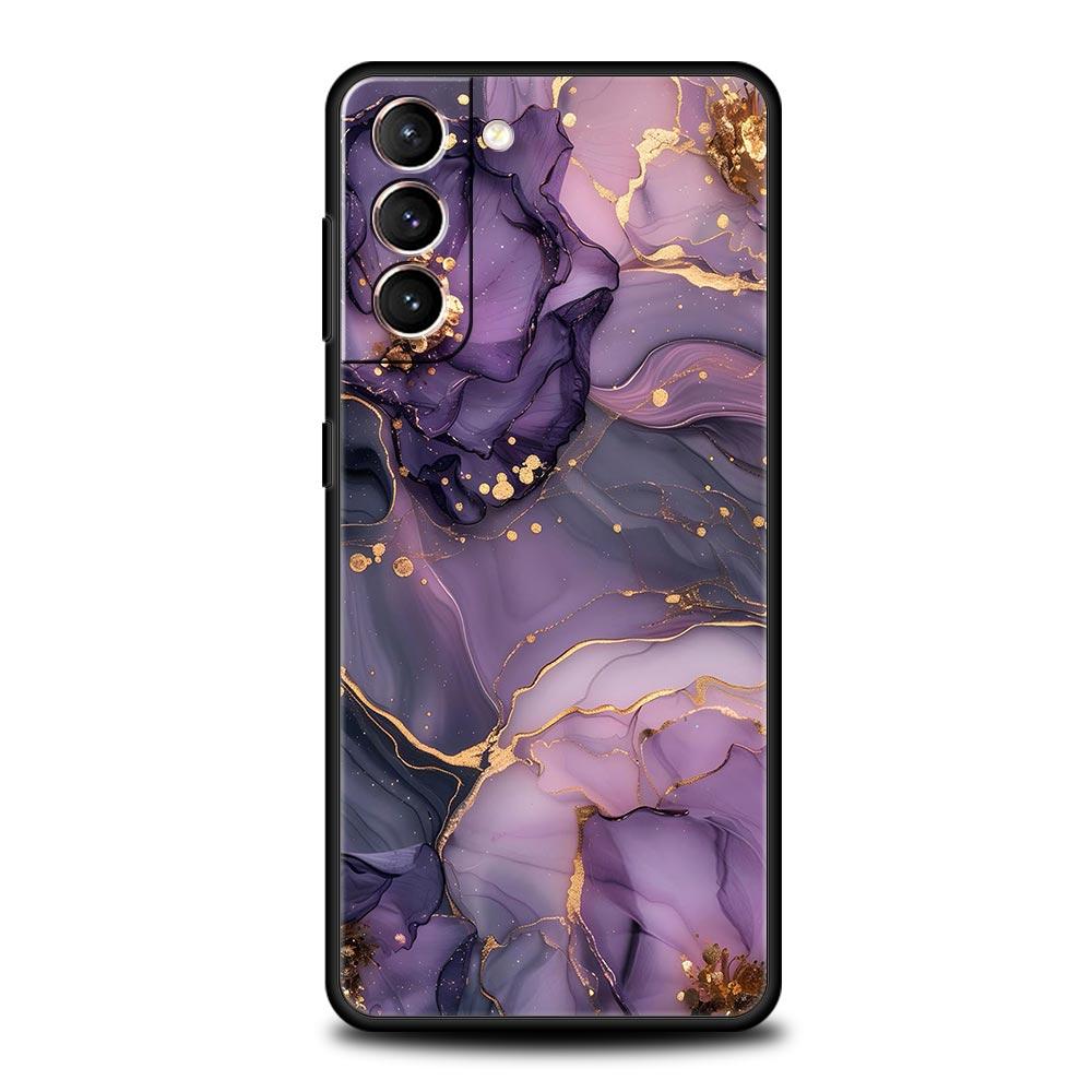 Flower Marble Phone Case For Samsung Galaxy S25 Edge S24 S23 S22 S21 Ultra S20 FE 5G S10 S10E S9 Plus Soft TPU Cover