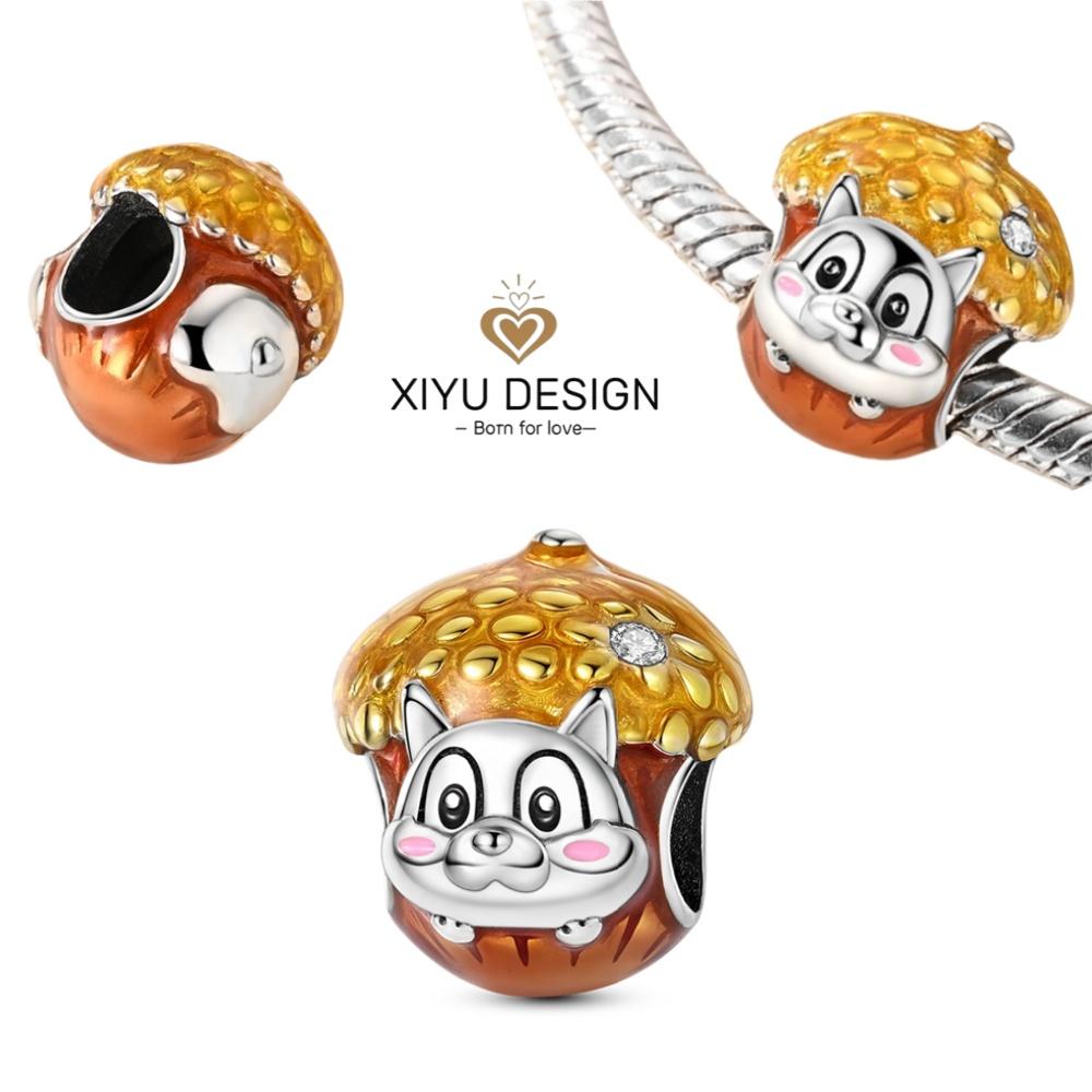 Cute Pet Series Capybara Couples Charms Eat Fruit Beads Fit Diy Copper Bracelet Necklace Women Anniversary Jewelry Gift