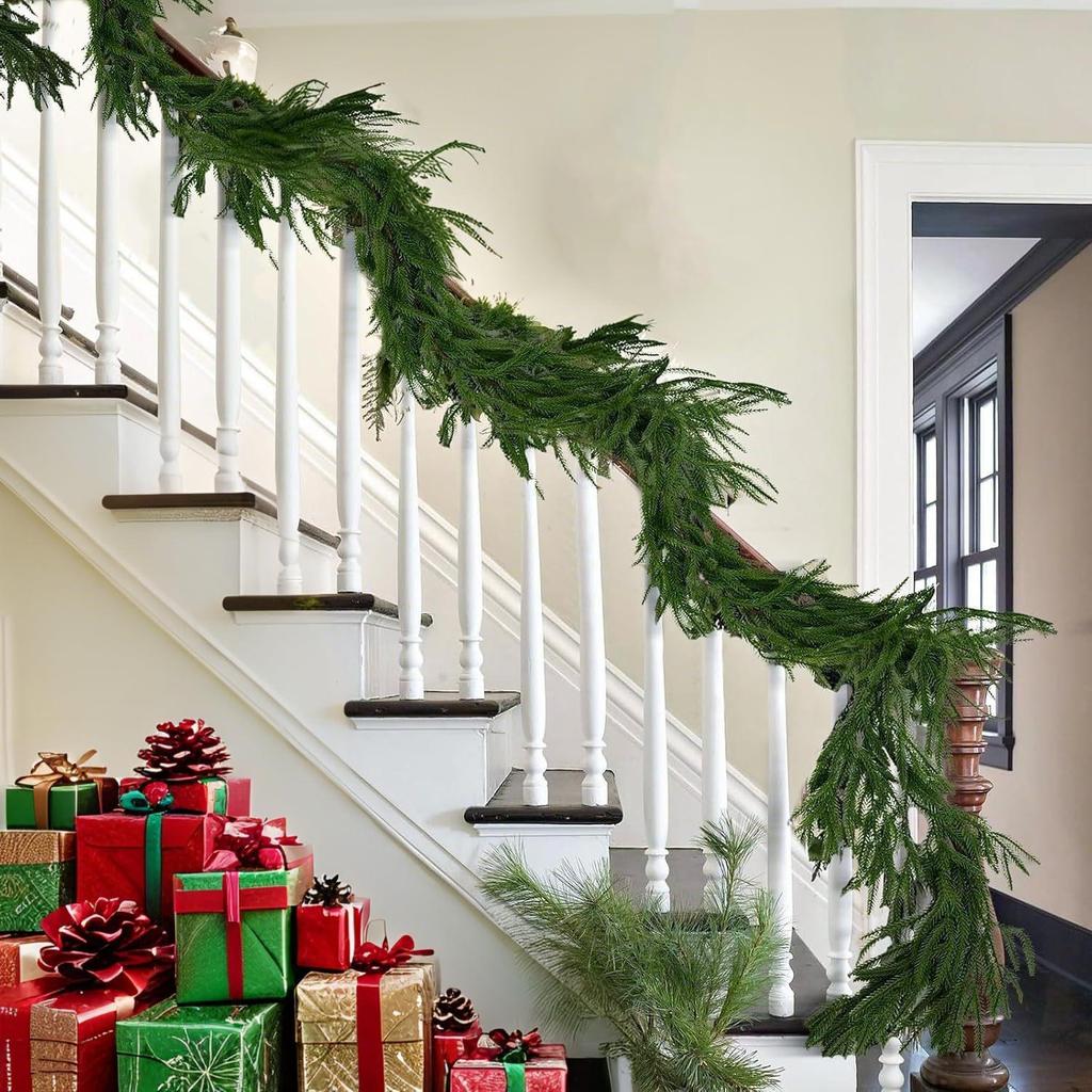 Artificial PE Norfolk Pine Garland with Soft Rubber Pine Needles - Christmas Decoration Wreath Simulation