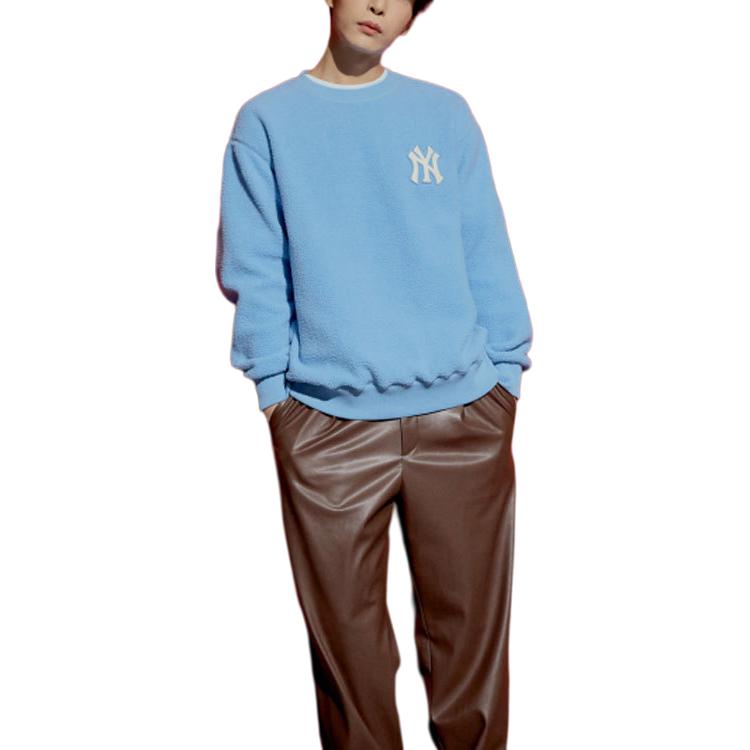 MLB Basic Logo New York Yankees Logo Fleece Crewneck Sweatshirt Unisex Sweatshirt Blue 3AMTF5116-50BLL