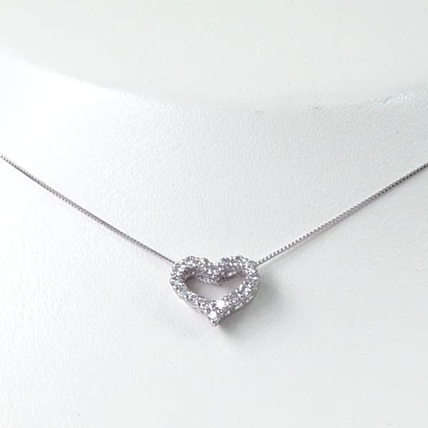 And me jewelry Diamantkette offenes Herz K18WG Qualitätszertifikat inklusive 3136 [Your Box] 0,2 ct [Geschenkverpackung]