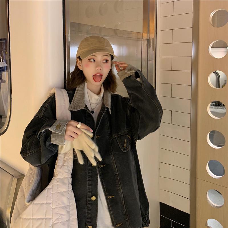 Korean Style Loose Patchwork Denim Jacket - Mid-Length Long Sleeve Fashion for Women, Spring/Autumn 2023