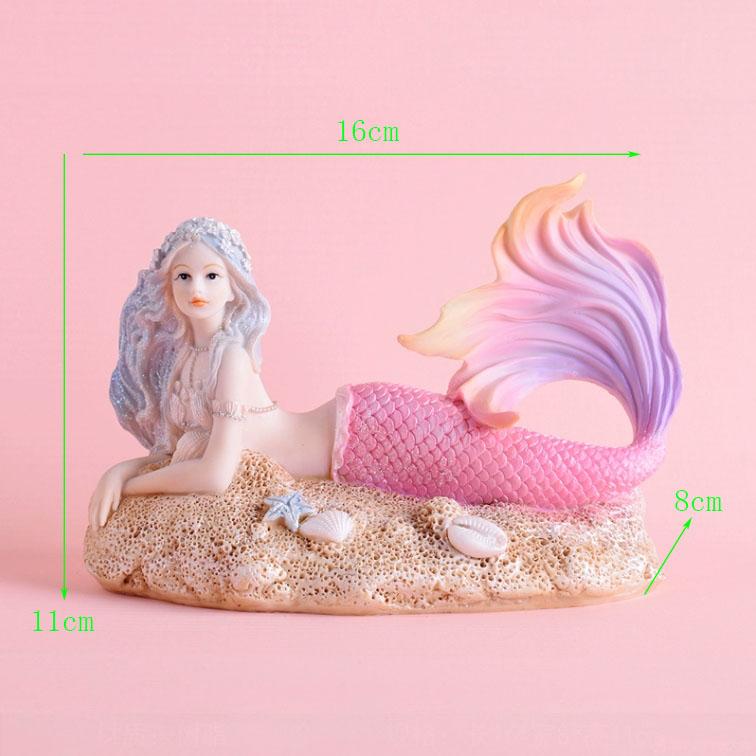 Nordic Resin Cute Mermaid Princess Figurines Fish Tank Ornaments Kawaii Decor Home Furnishing Decoration Crafts Birthday Gifts