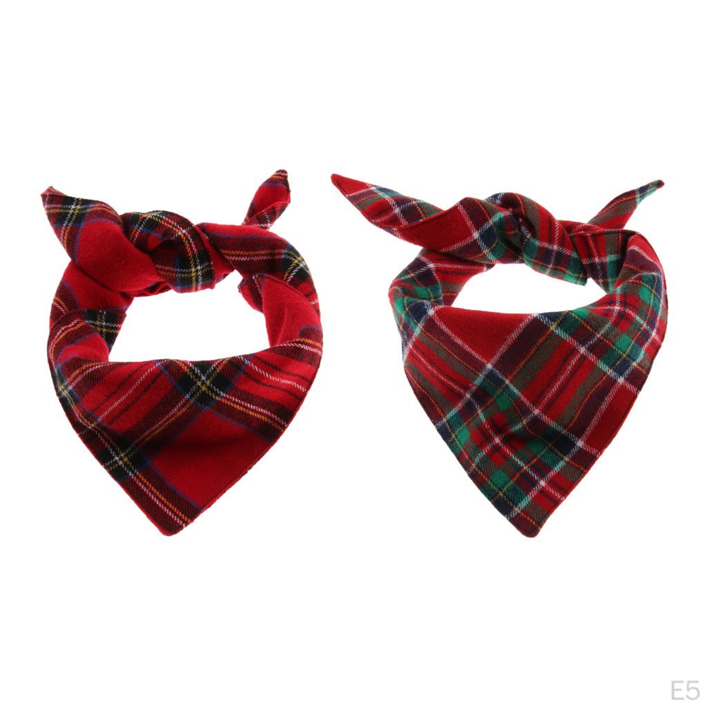 & Cat Fabric Plaid Bandana Puppy Scarf Decorative Saliva Towel