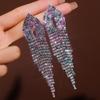 Original Gradual Change Of Color Stud Earrings With Diamonds Exaggerated Earrings Full Of Diamonds Long Earrings