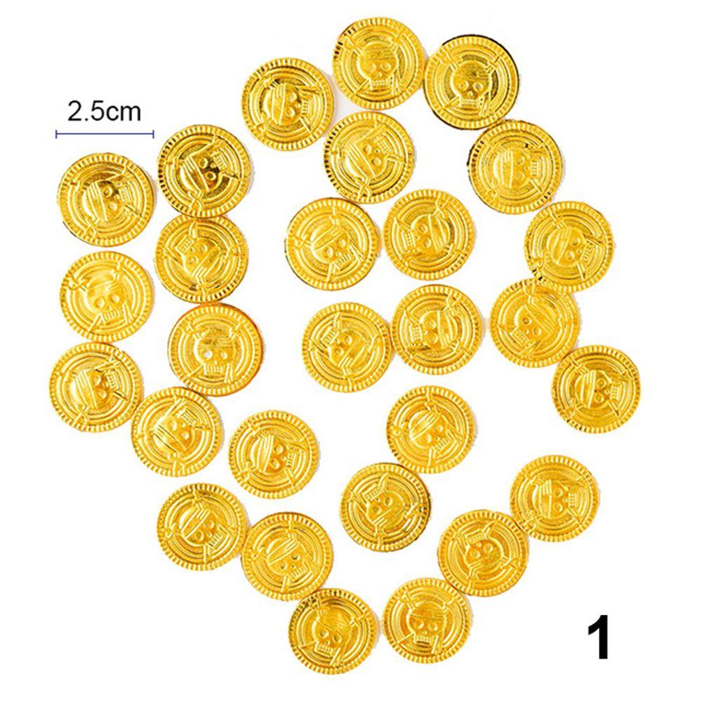 

50pcs Fake Plastic Decorations Treasure Skull Pirate Gold Coins Halloween Party Game Coin