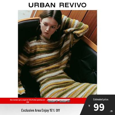 UR Women's Retro Color-Block Textured Knit Sweater