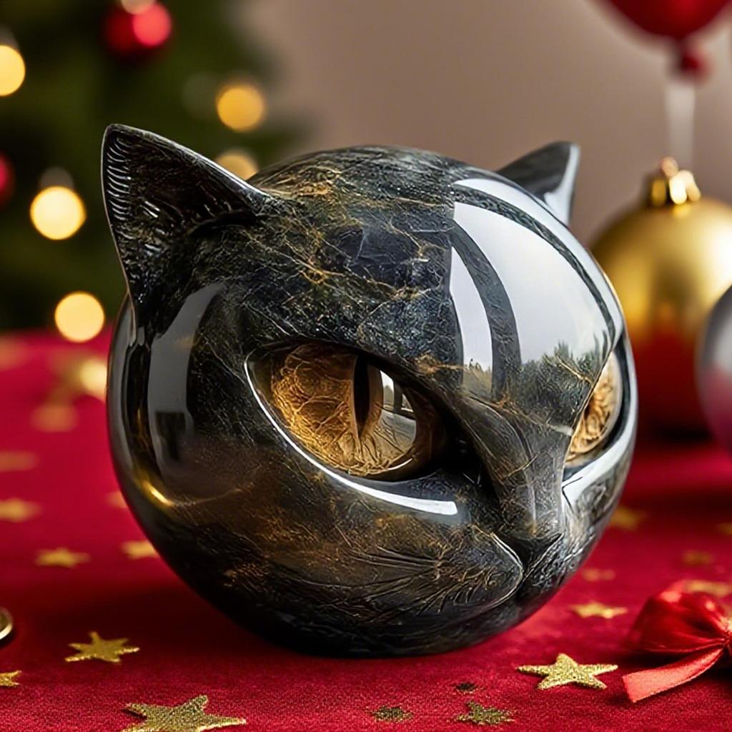 Czarny Kot Rzeźba Kamienna Ręcznie Rzeźbiony Kryształowy Kamień Leczniczy Statuetka Kota Kociak Dzieło Sztuki Dekoracje na Biurko na Deskę Rozdzielczą