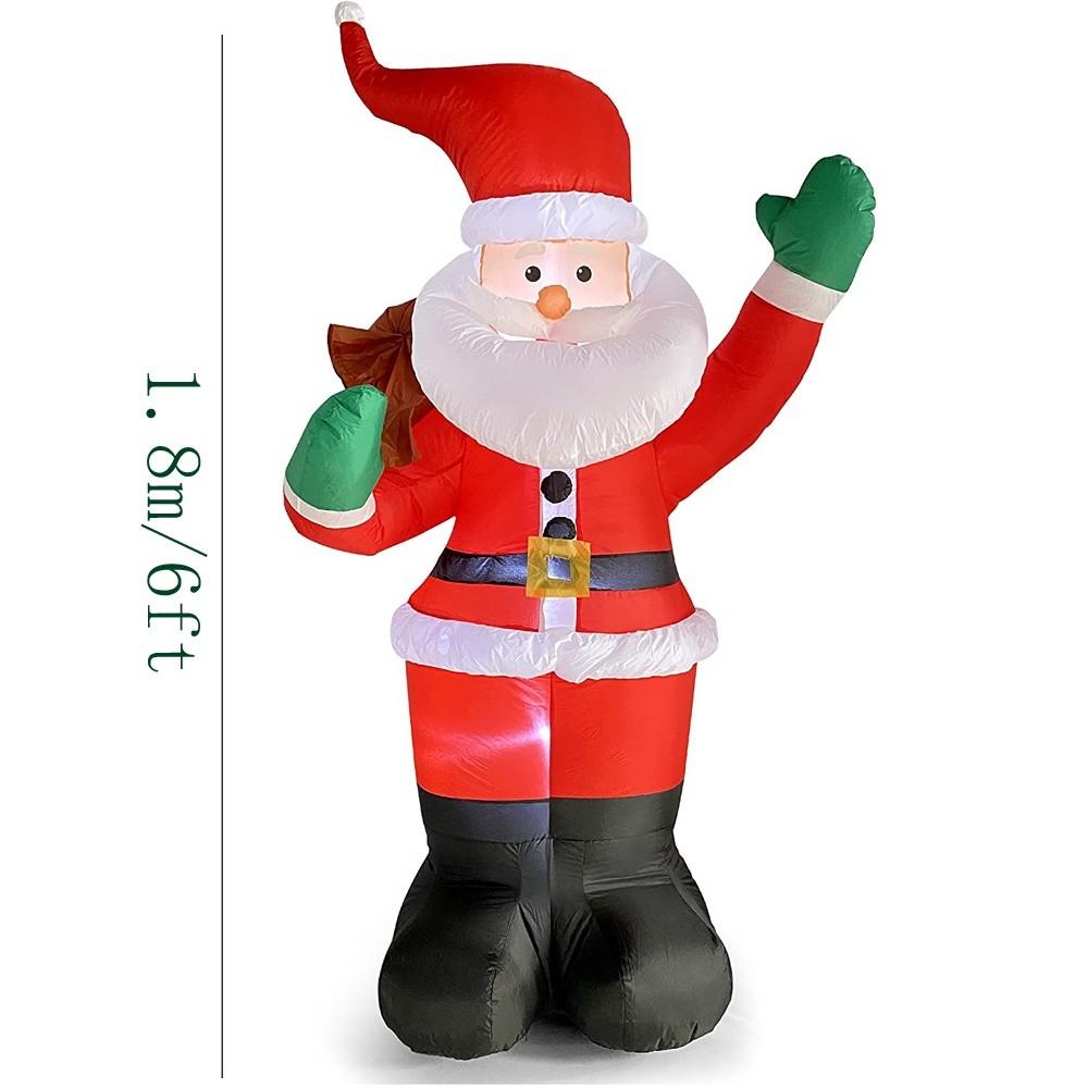6 FT Holiday Yard Decoration Supplies Christmas Inflatable Santa Claus Christmas Inflatables Outdoor Decorations LED Lights