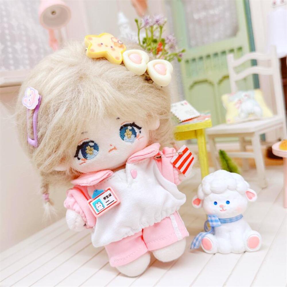 Plush Stuffed 10CM Doll Clothes T-shirt No Attributes Dolls Clothes Pink T-shirt Pants Set  Girls