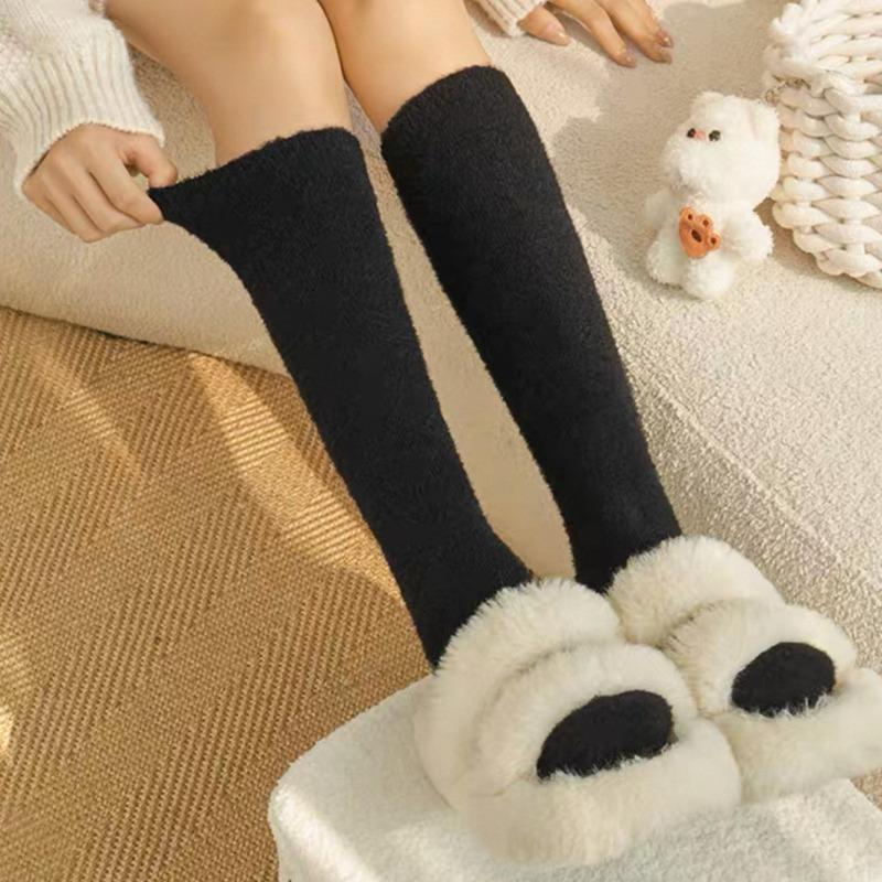 2025 new Women's Mink Fur Socks Knee High Calf Socks Plush Long Tube Sock Winter Thick Warm Long Sock Sleep Socks