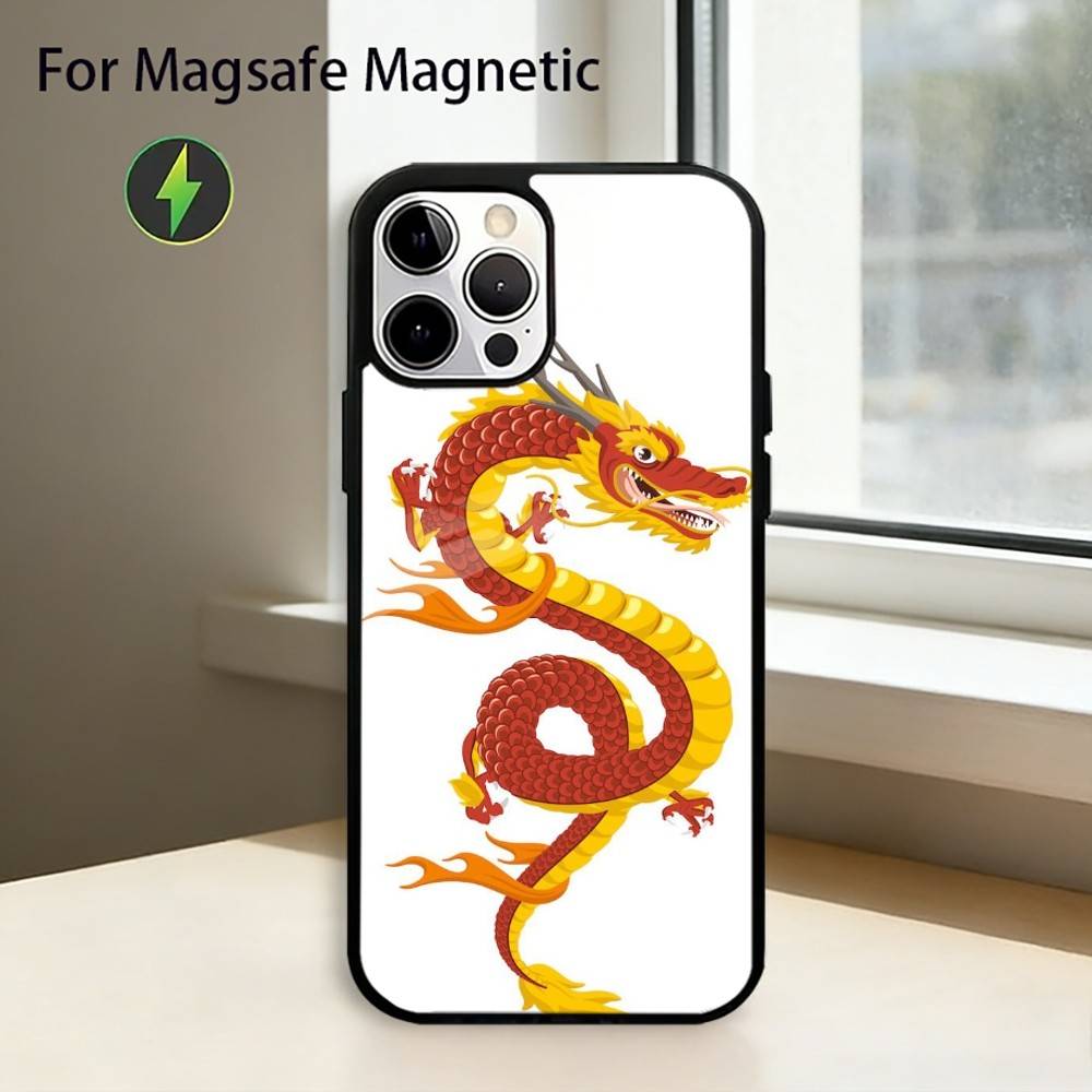 Cartoon D-Dragon Phone Case For iPhone17,16,15,14,13,12,11 Plus,Pro Magnetic For Magsafe Wireless Charging