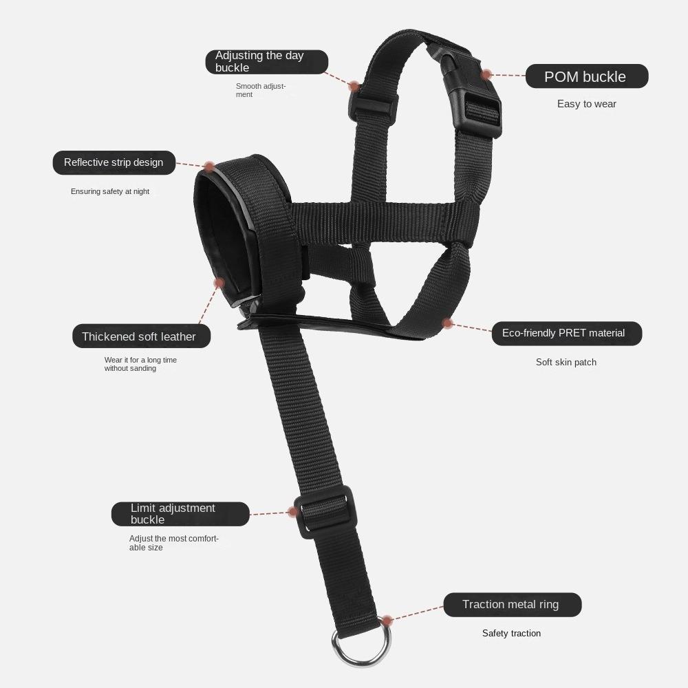 Quick-release Dog Muzzle with Safety Strap Dog Mouth Cover Comfortable Dog  Leash  For Pet