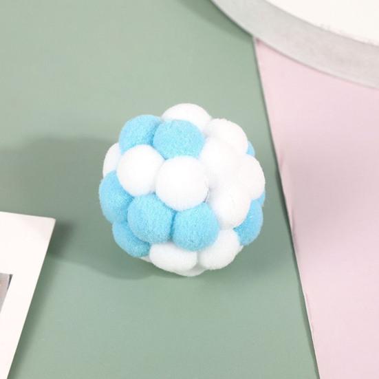 Plush Cat Toy Ball with Built-in Bell Soft Macaron Balls Bite-Resistant Cat Chew Toys for Indoor Cats and Kittens