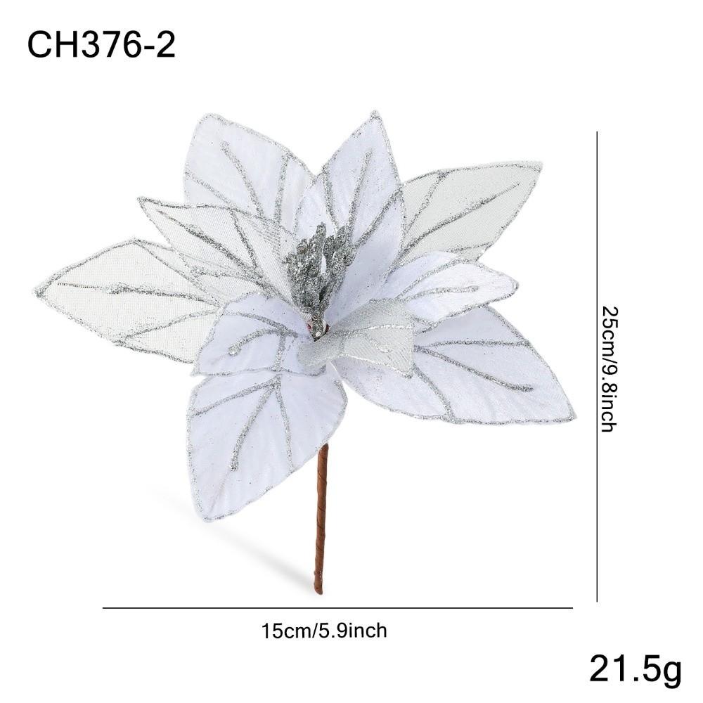 

New 15CM Artificial Poinsettia Flower Sequins Glitter Simulation Flowers Sparkling Sequins Flower Christmas Decoration